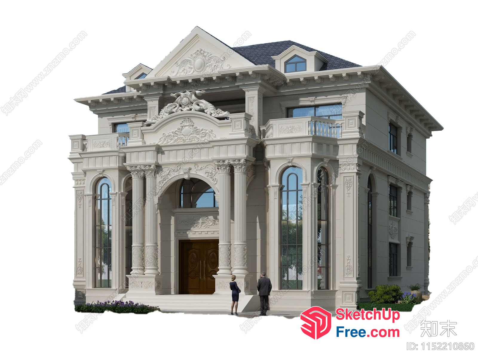 Majestic White Stone Mansion 3D SketchUp File