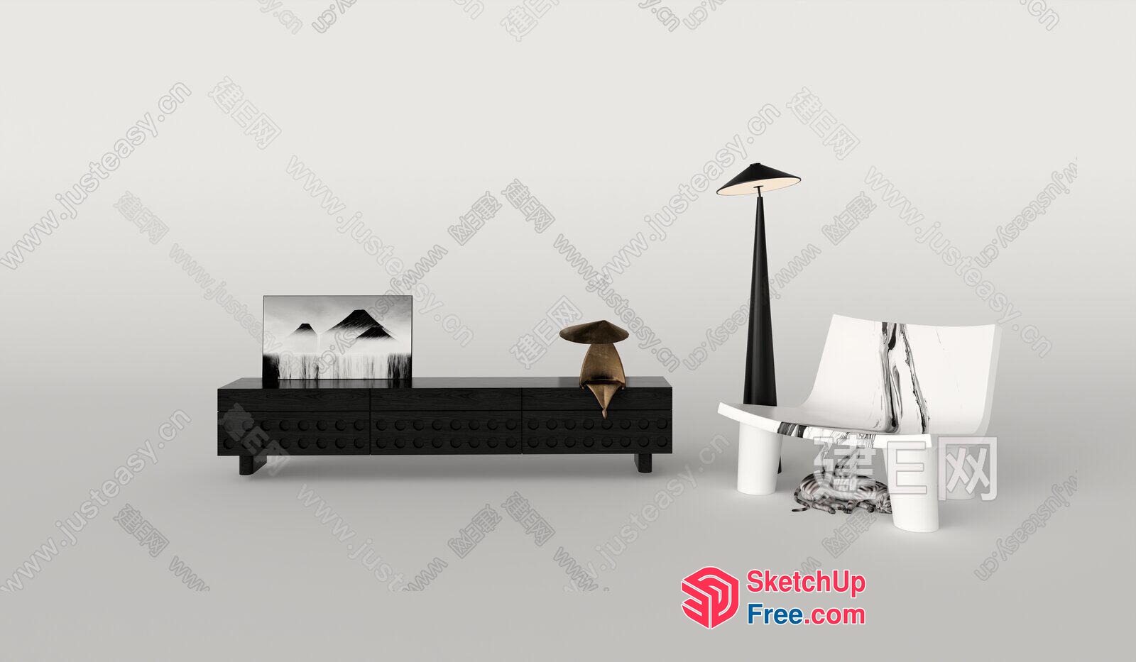 Modern Japanese-Inspired Interior Design 3D SketchUp File