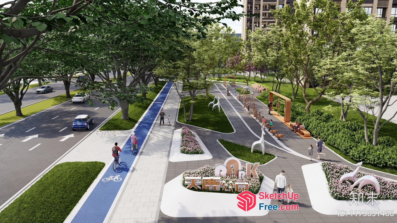 Modern Urban Park Design 3D SketchUp File