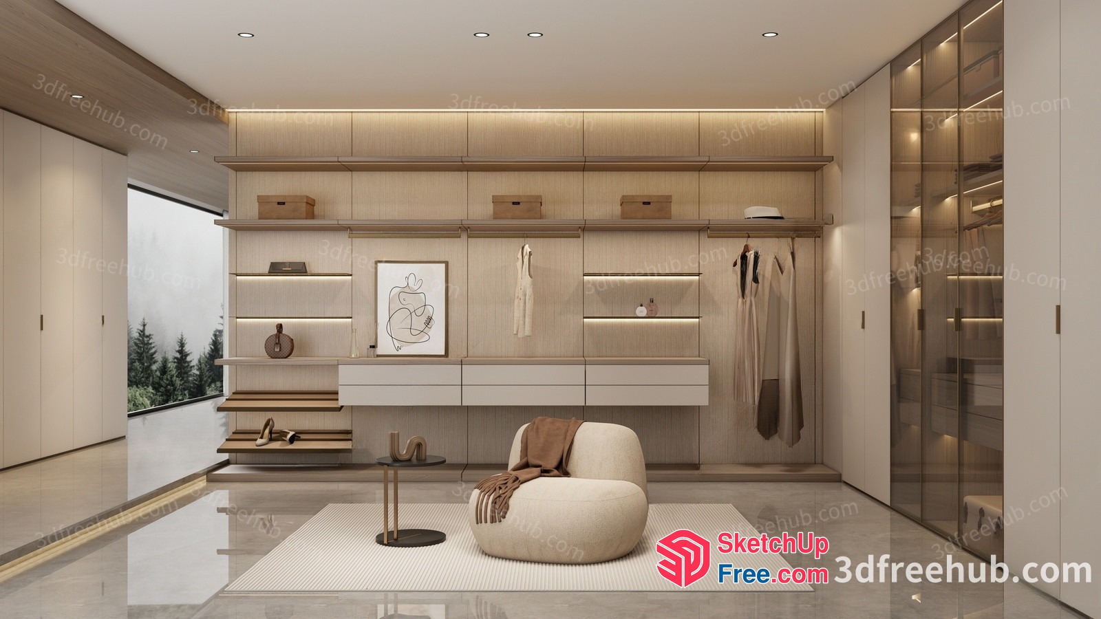 Modern Minimalist Living Room Interior 3D SketchUp File