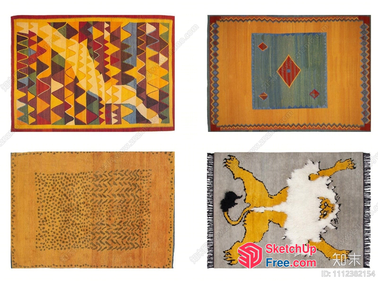 Four Unique Rugs In Various Styles 3D SketchUp File