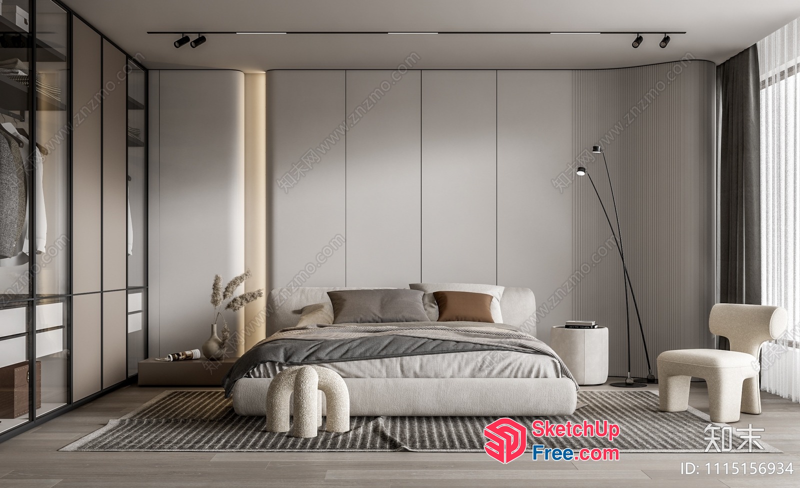 Modern Minimalist Bedroom Interior Design 3D SketchUp File