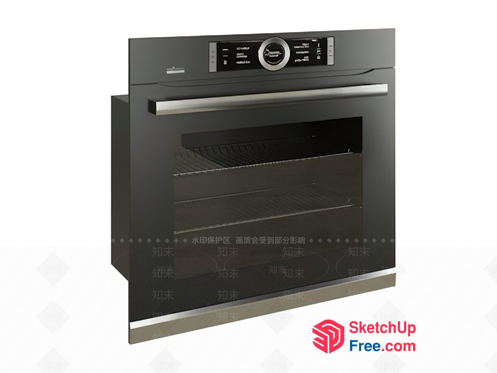 Modern Kitchen Oven With Digital Display And Stainless Steel Finish 3D SketchUp File