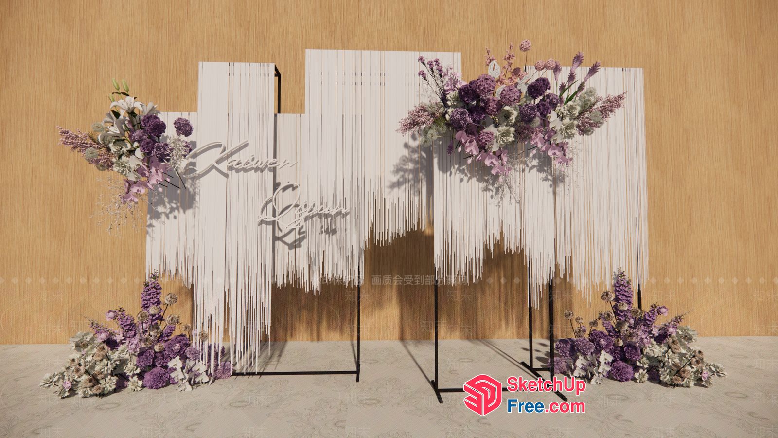 Elegant White And Purple Floral Display 3D SketchUp File