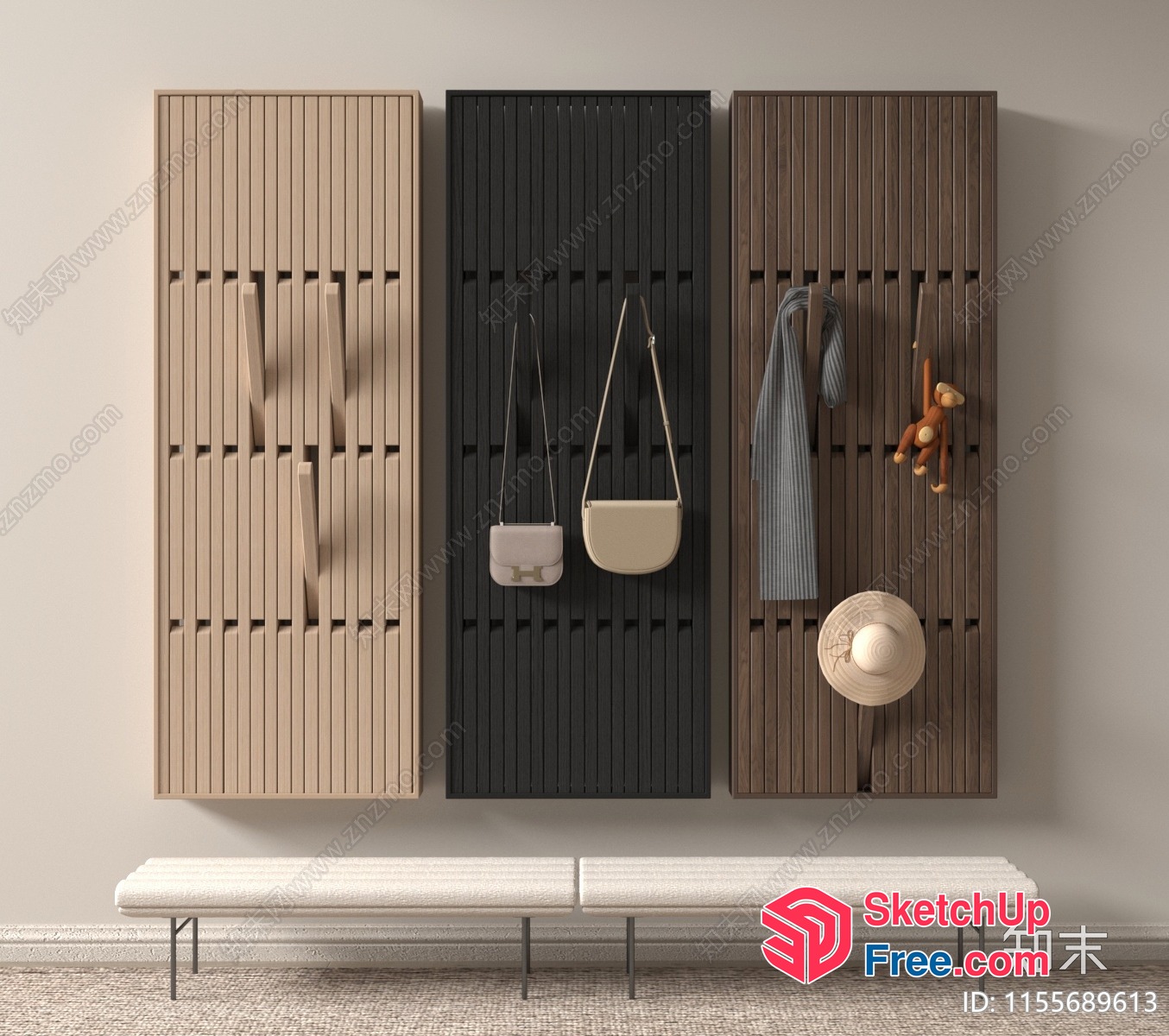 Modern Minimalist Wall-Mounted Storage Units 3D SketchUp File