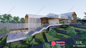 Modern Villa With Stone Exterior And Greenery 3D SketchUp File
