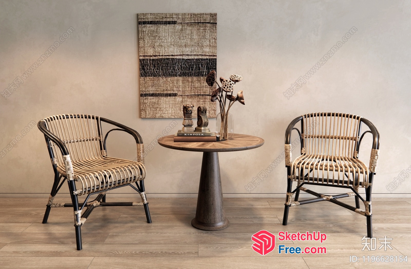 Elegant Modern Minimalist Living Room Furniture Set 3D SketchUp File