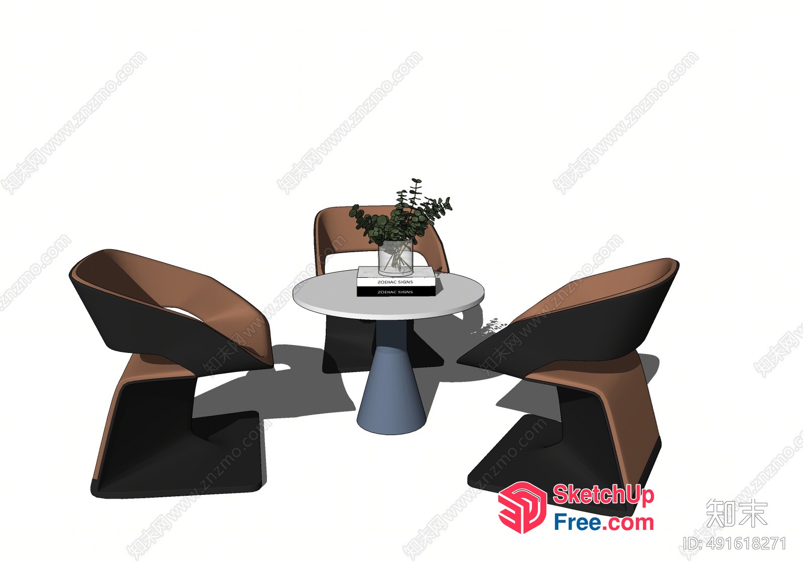 Modern Minimalist Office Furniture Arrangement 3D SketchUp File