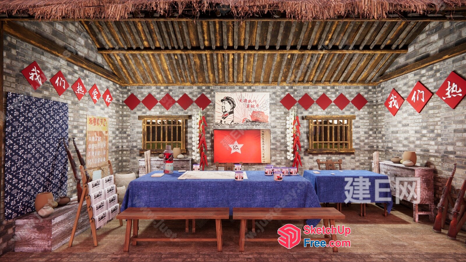 Traditional Chinese Decorated Interior 3D SketchUp File