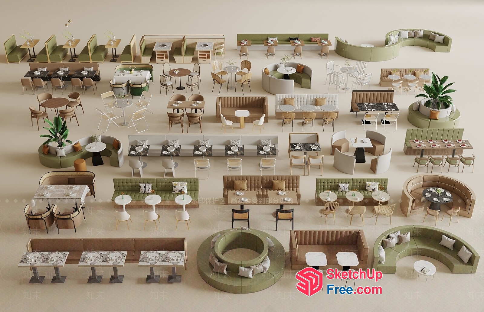 Modern Dining Room Furniture Collection 3D SketchUp File