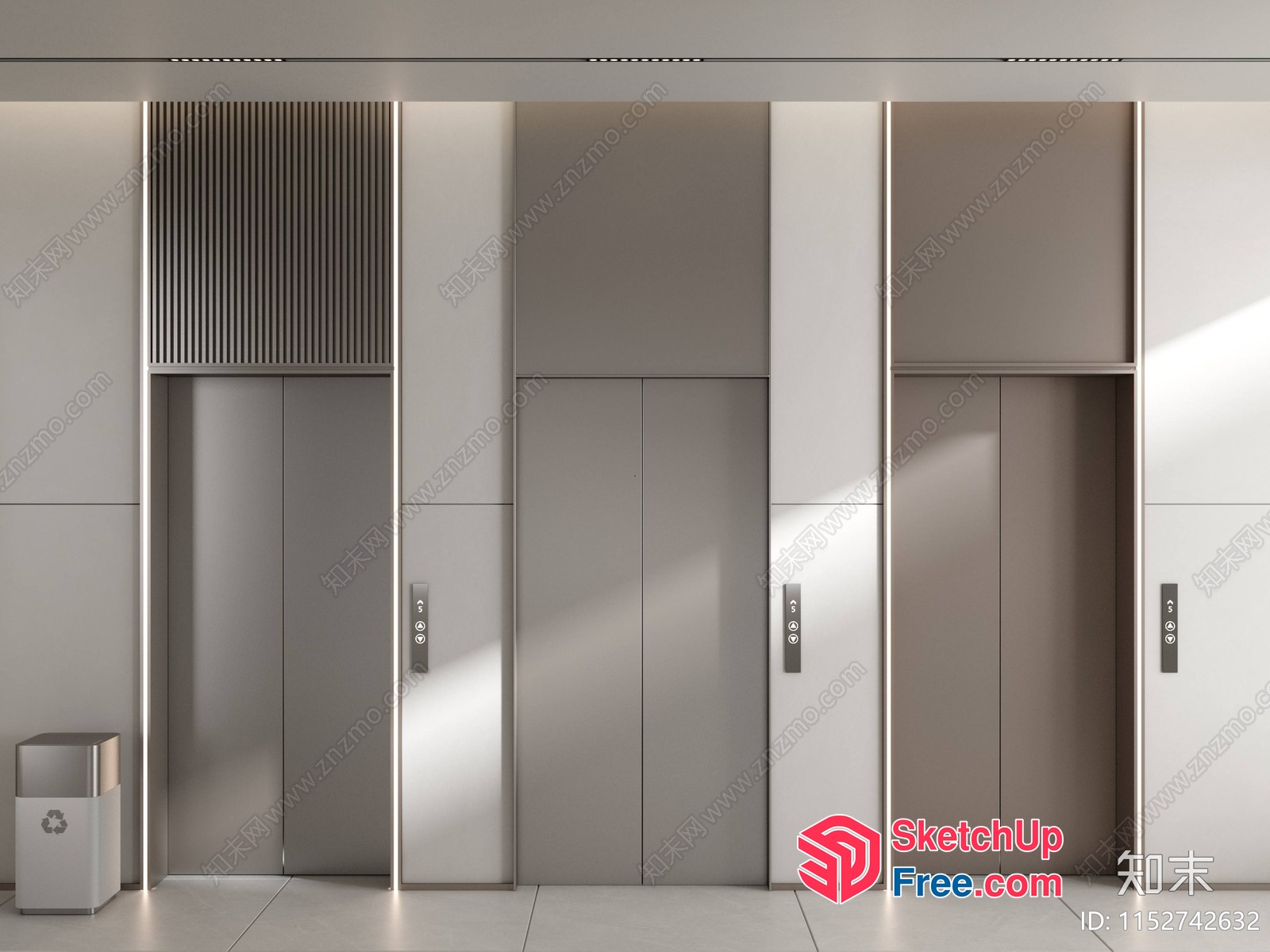 Elevators And Stairs In A Modern Office Building 3D SketchUp File