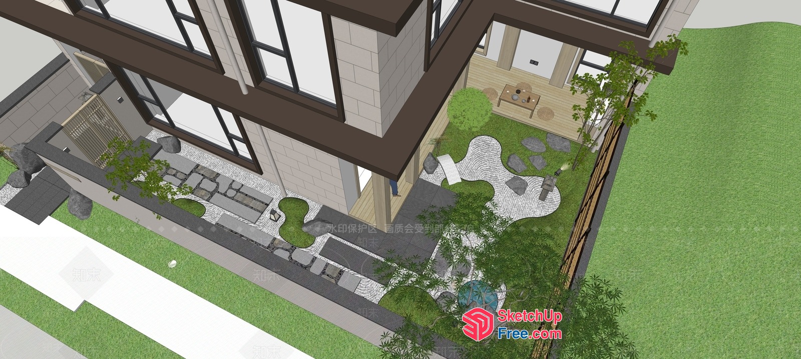 Modern Japanese-Inspired Villa With Serene Garden 3D SketchUp File