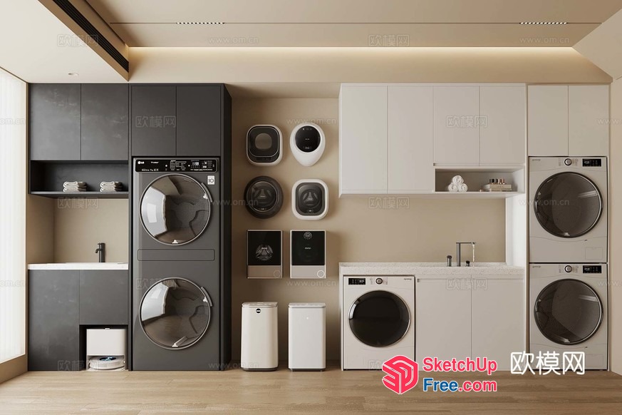 Modern Laundry Room With Sleek Appliances 3D SketchUp File