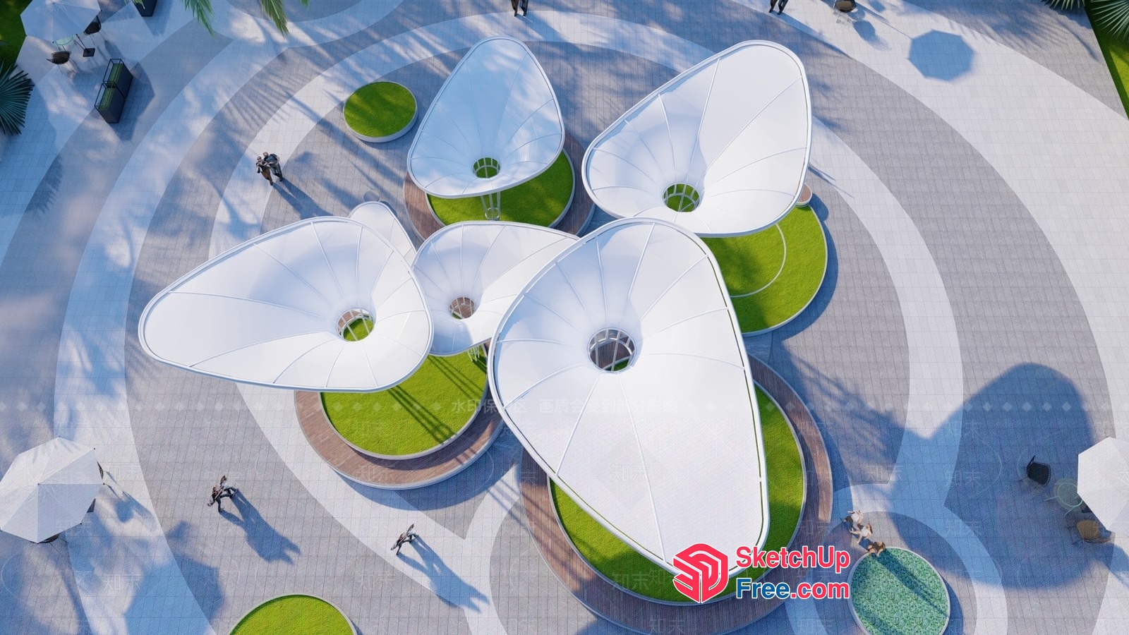 Futuristic Modern Building With Unique White Architecture 3D SketchUp File