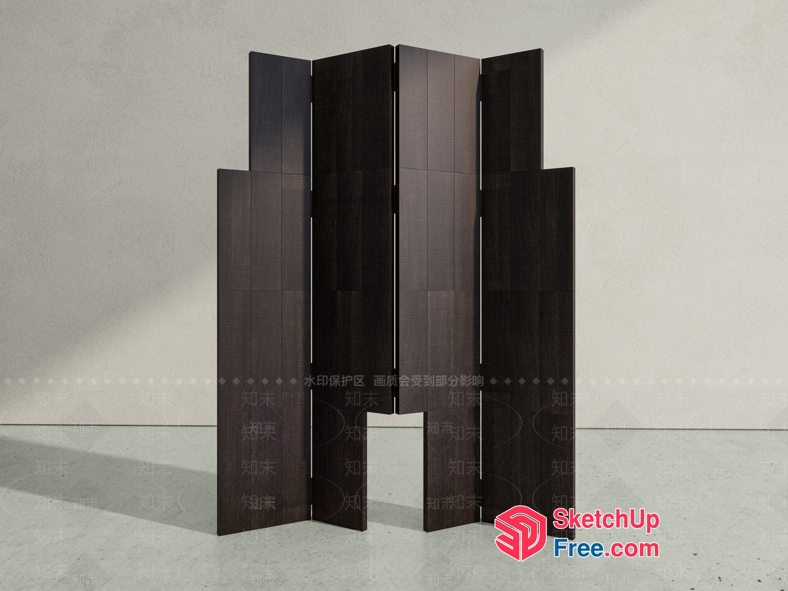 Tall, Narrow, Dark Wood Partition Screen 3D SketchUp File