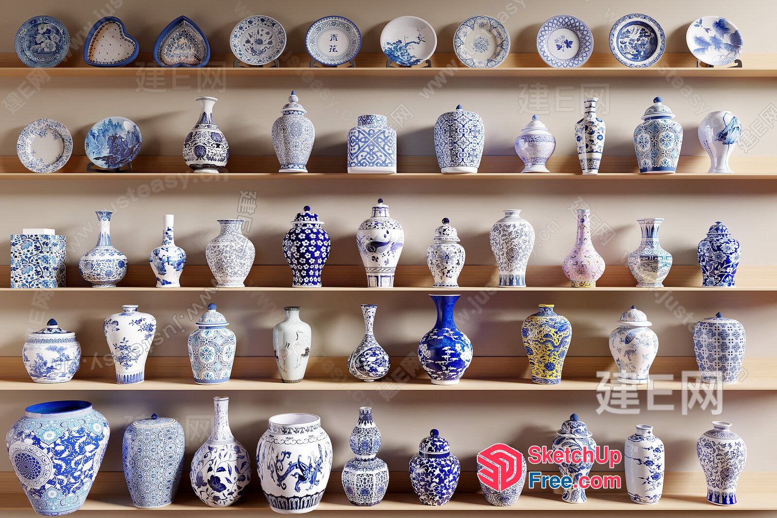 Decorative Chinese Porcelain Collection 3D SketchUp File