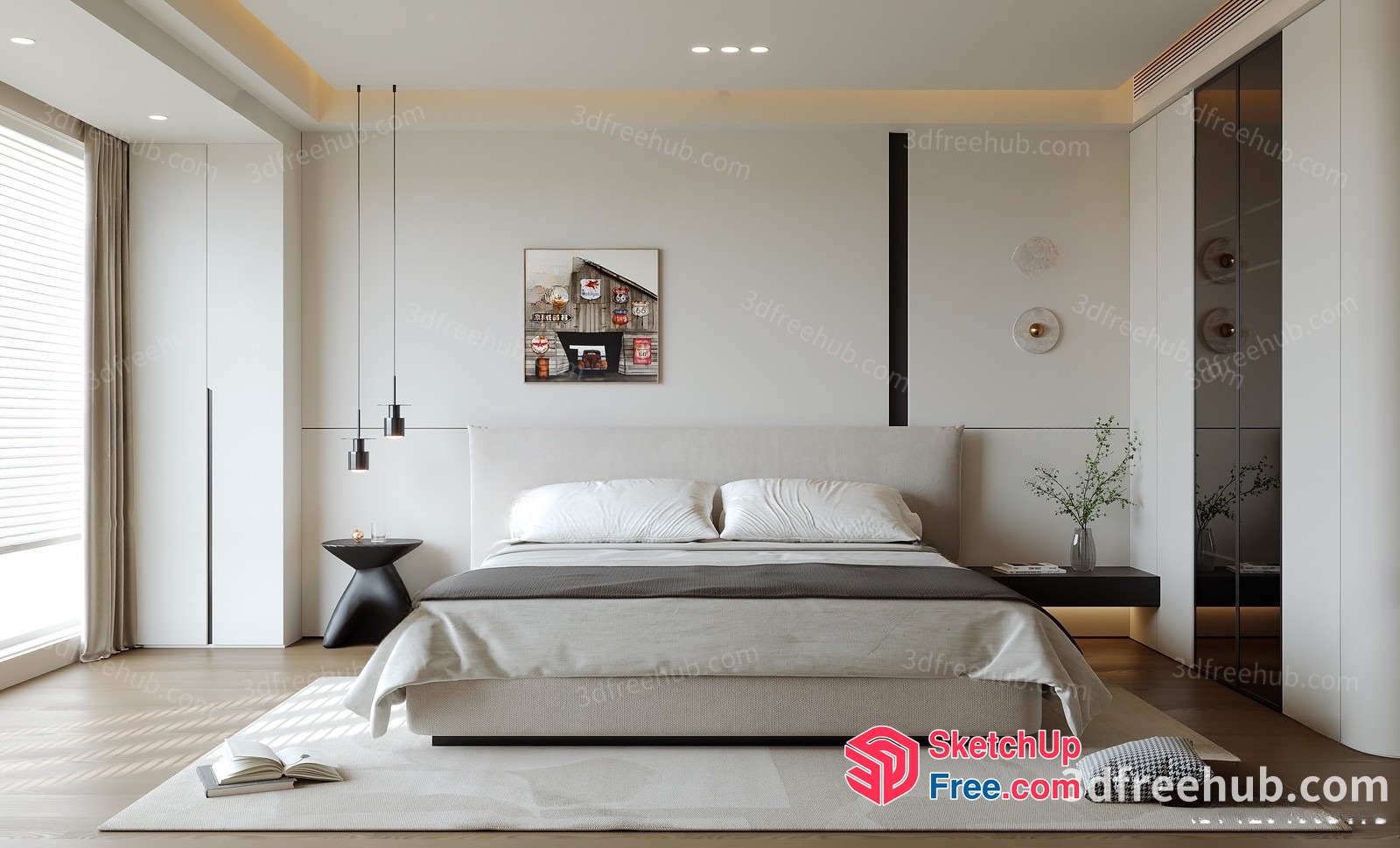 Minimalist Bedroom Interior With Modern Furniture And Decor 3D SketchUp File