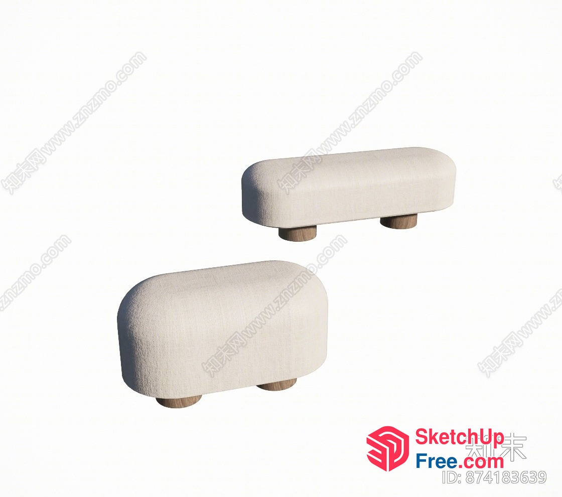 Modern White Furniture Pieces 3D SketchUp File