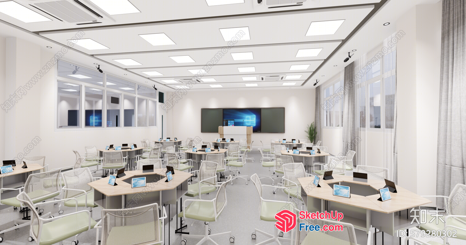 Modern Office Space With Sleek Furniture And Bright Lighting 3D SketchUp File