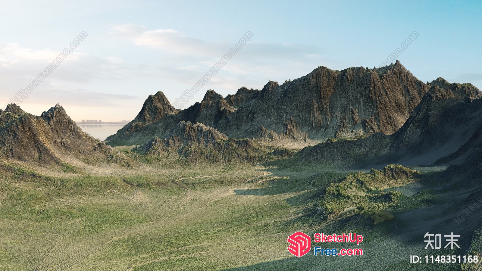 Rocky Mountain Range In A Desert Landscape 3D SketchUp File