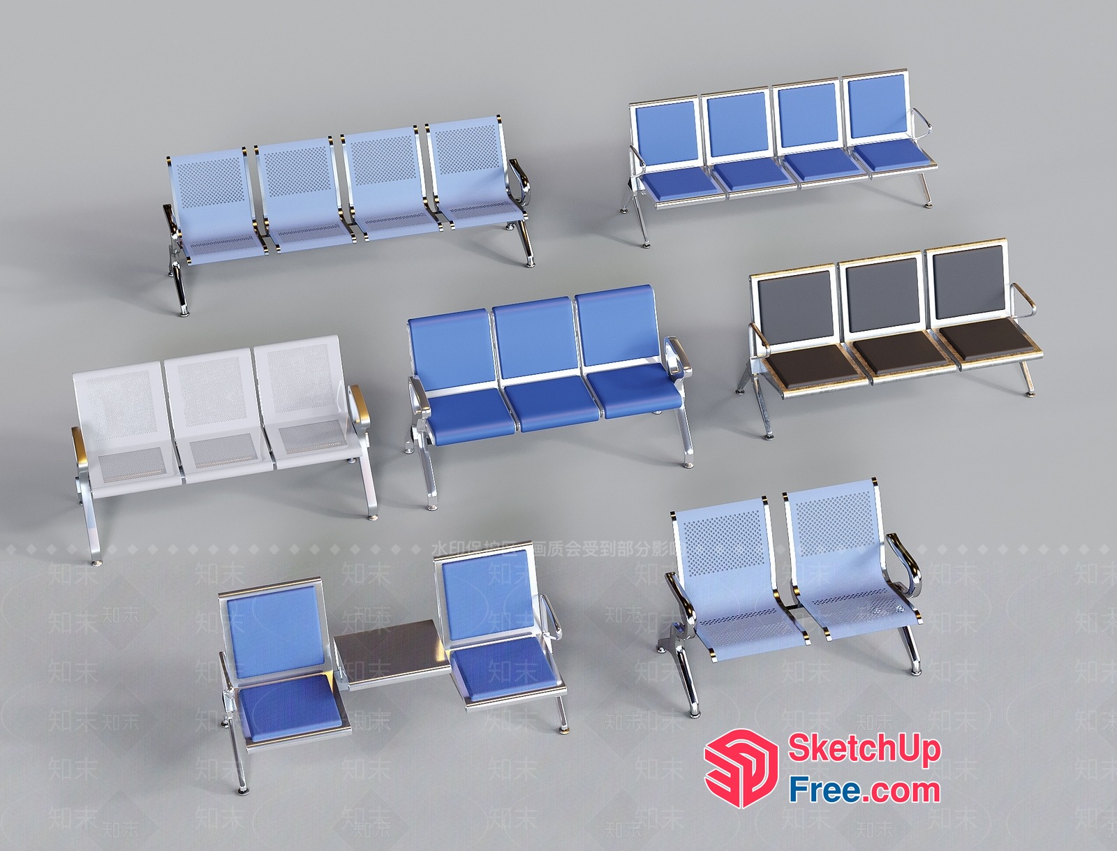 Modern Blue And White Seating Options 3D SketchUp File