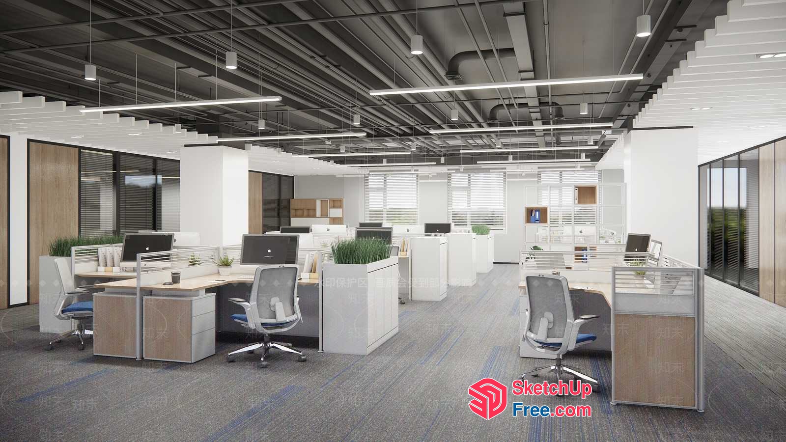 Modern Office Space With Minimalist Decor 3D SketchUp File