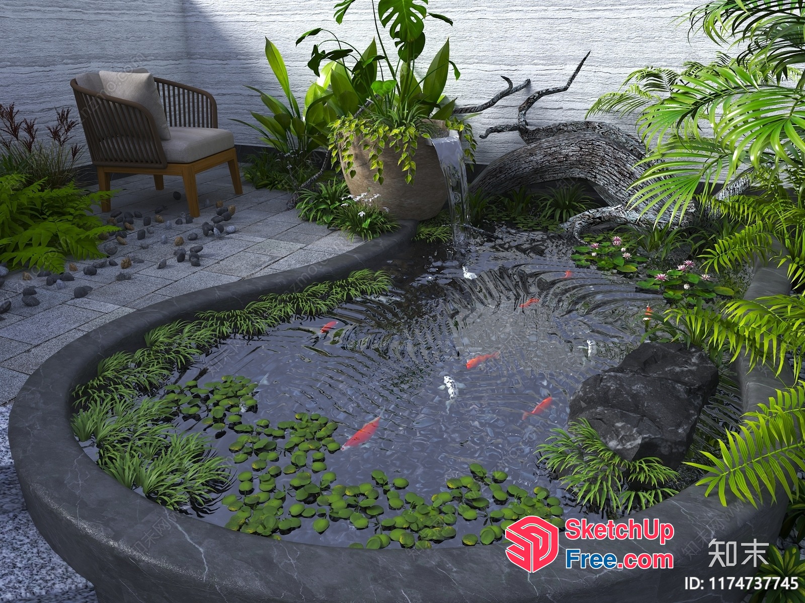 Serene Pond Oasis 3D SketchUp File