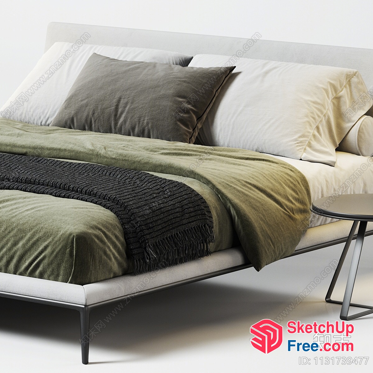 Minimalist Style Bedroom With Bed And Side Table 3D SketchUp File