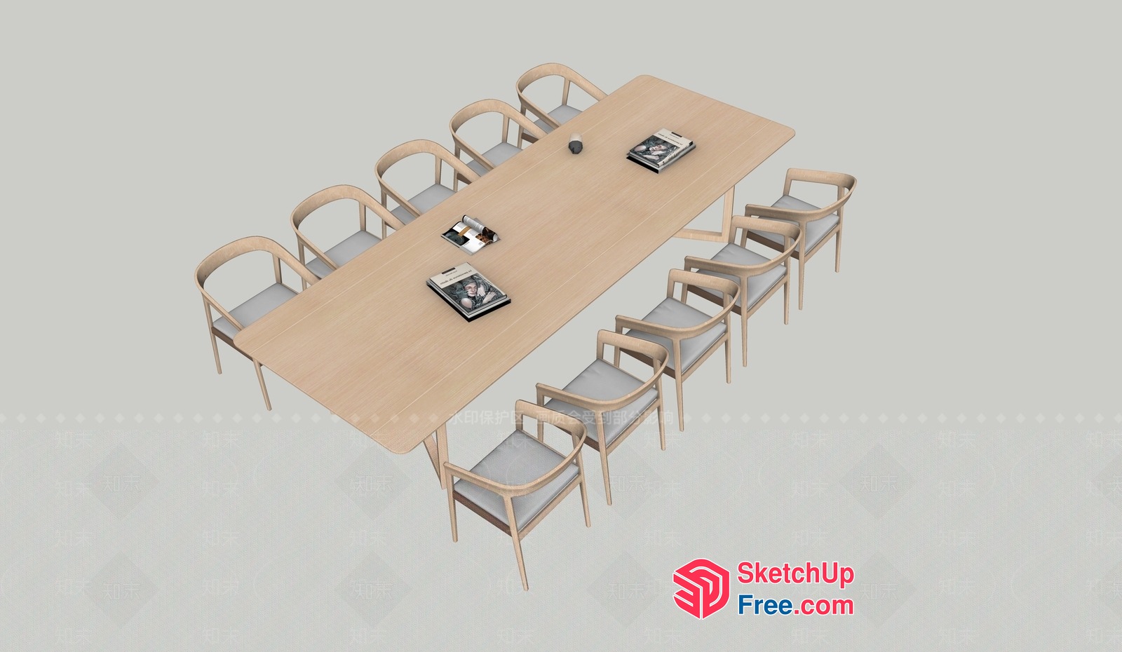 Modern Minimalist Wooden Dining Table And Chairs 3D SketchUp File