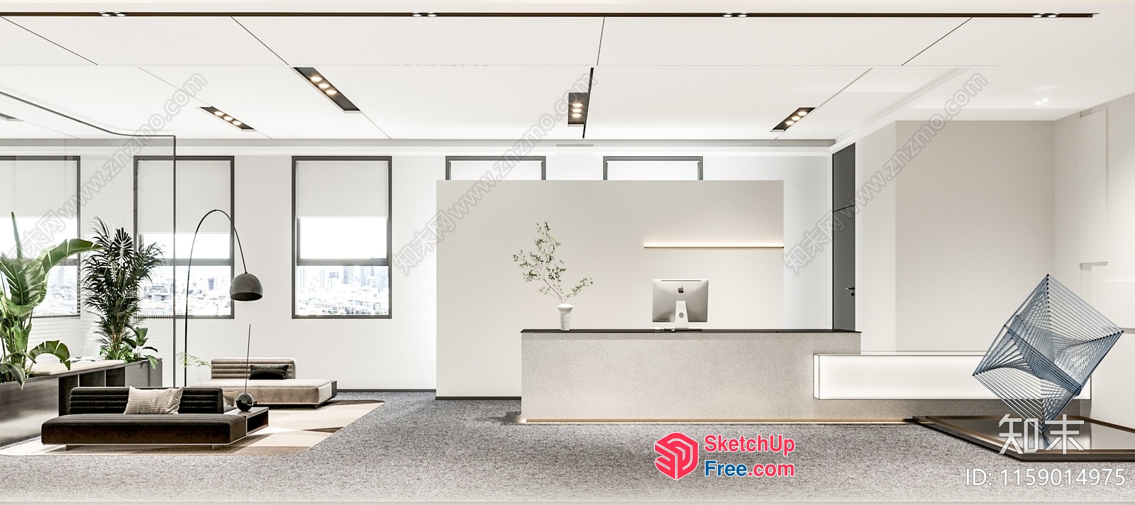 Modern Minimalist Office Space With Sleek Furniture 3D SketchUp File