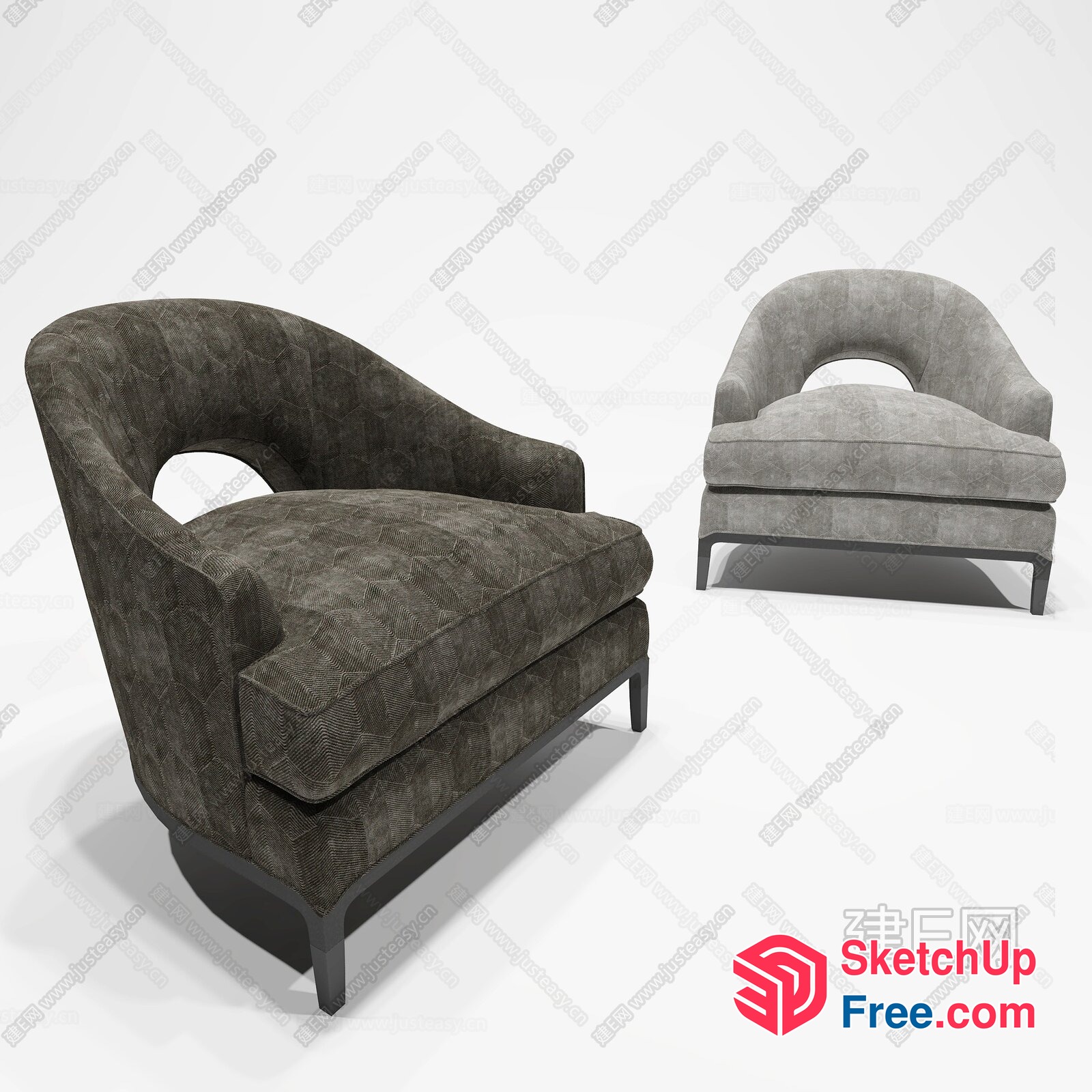 Modern And Elegant Grey Armchair 3D SketchUp File