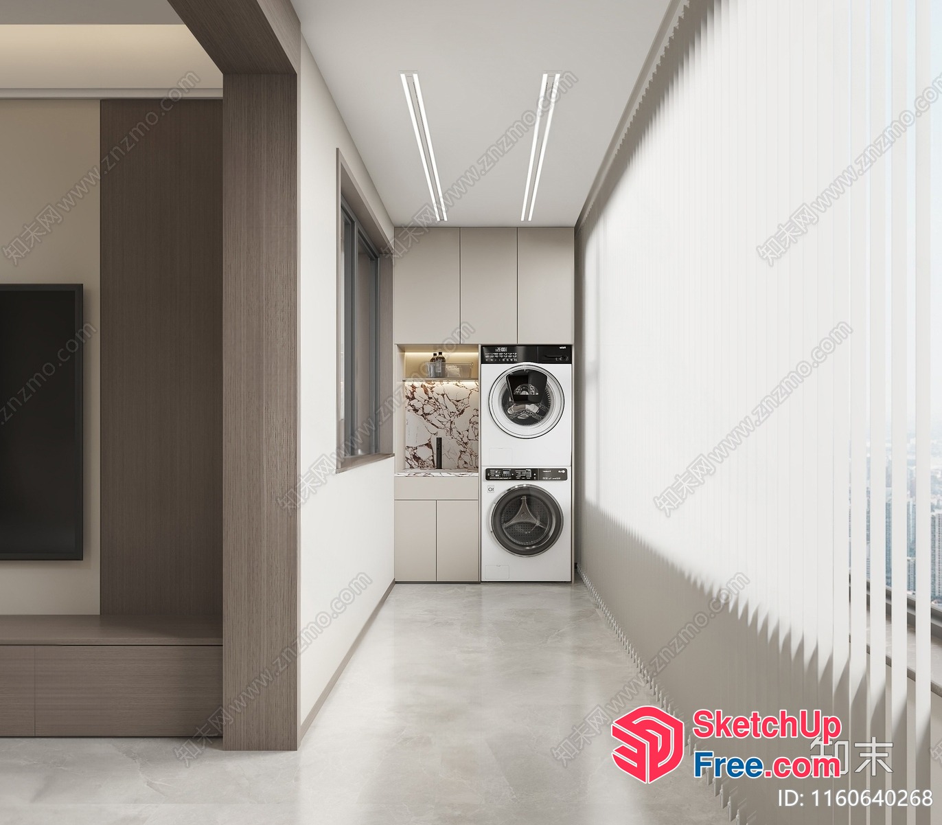 Modern Laundry Room With Washer And Dryer 3D SketchUp File
