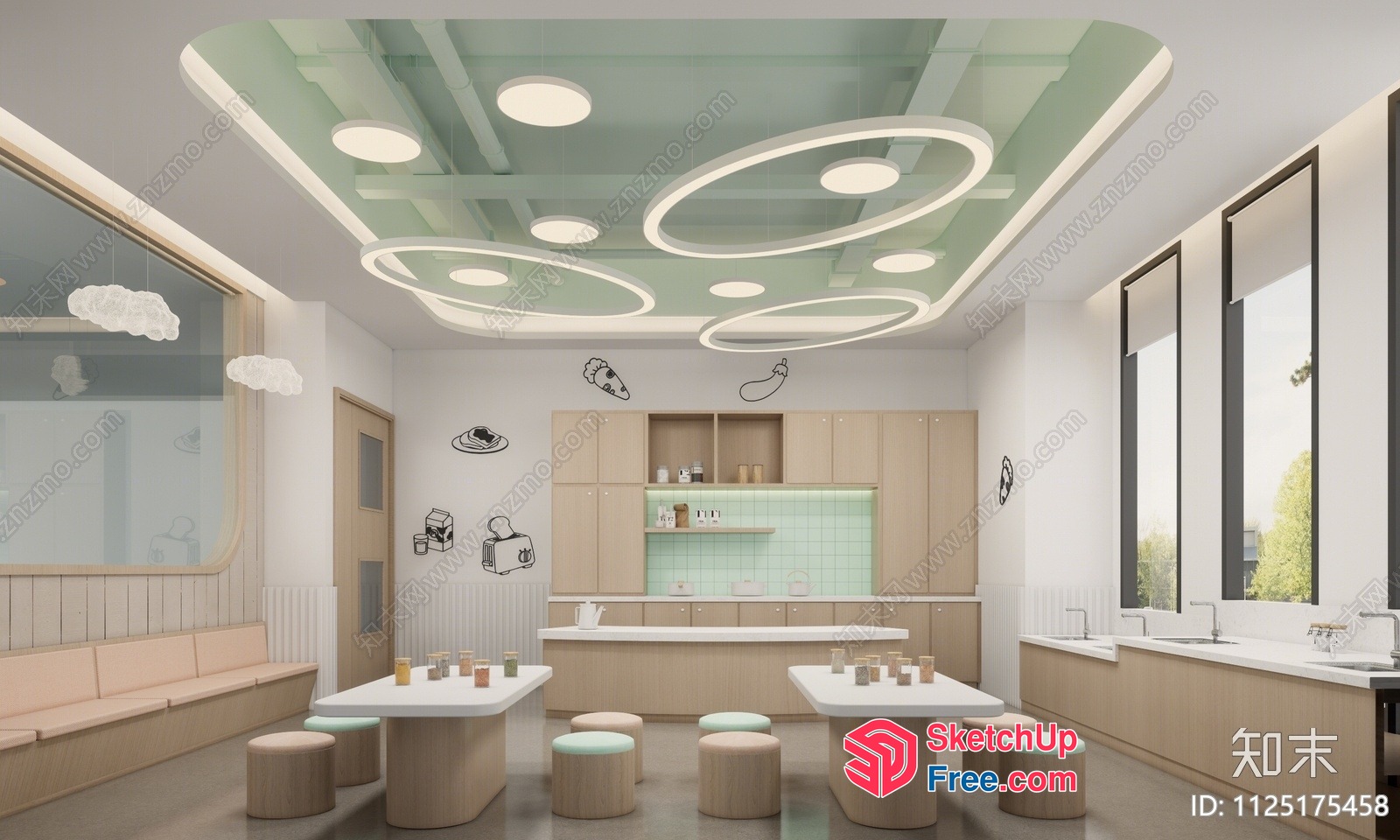 Modern Minimalist Design With Circular Ceiling Lights 3D SketchUp File