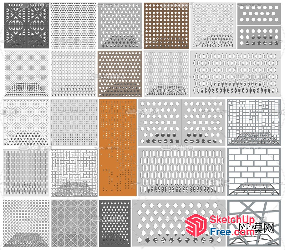Modern Geometric Patterns In Various Shapes 3D SketchUp File