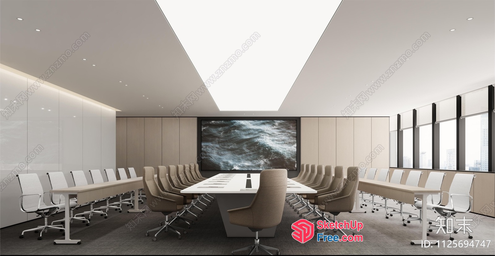 Modern Office Conference Room With Large Screen 3D SketchUp File