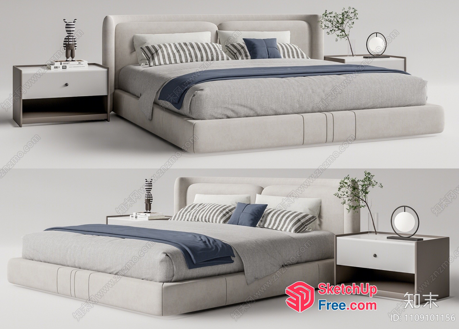 Modern Minimalist Bedroom Furniture Set 3D SketchUp File