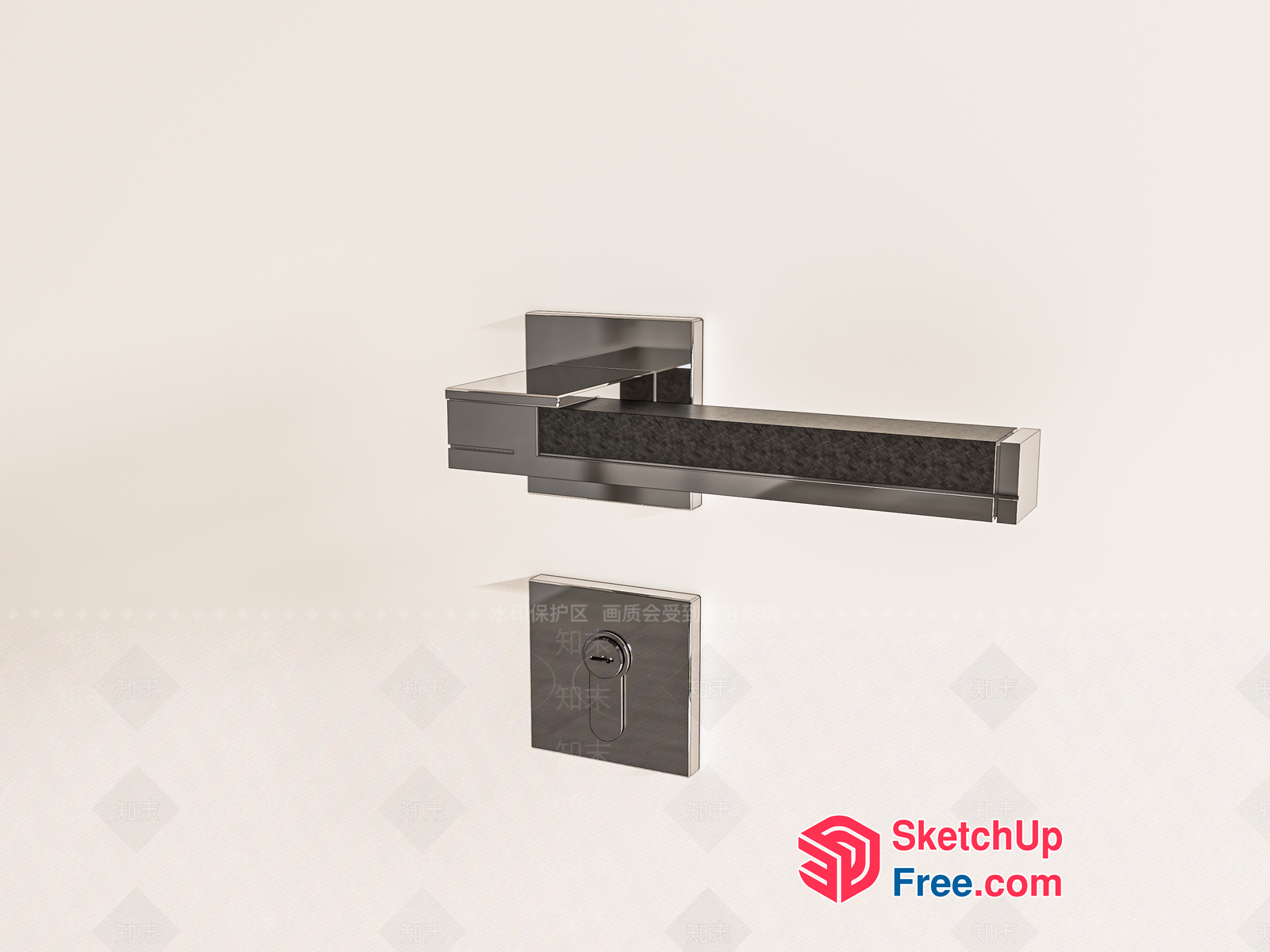 Modern Silver Door Handle And Lock Set 3D SketchUp File