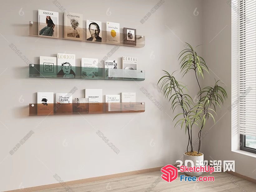 Modern Minimalist Interior Design Bookshelf Collection 3D SketchUp File
