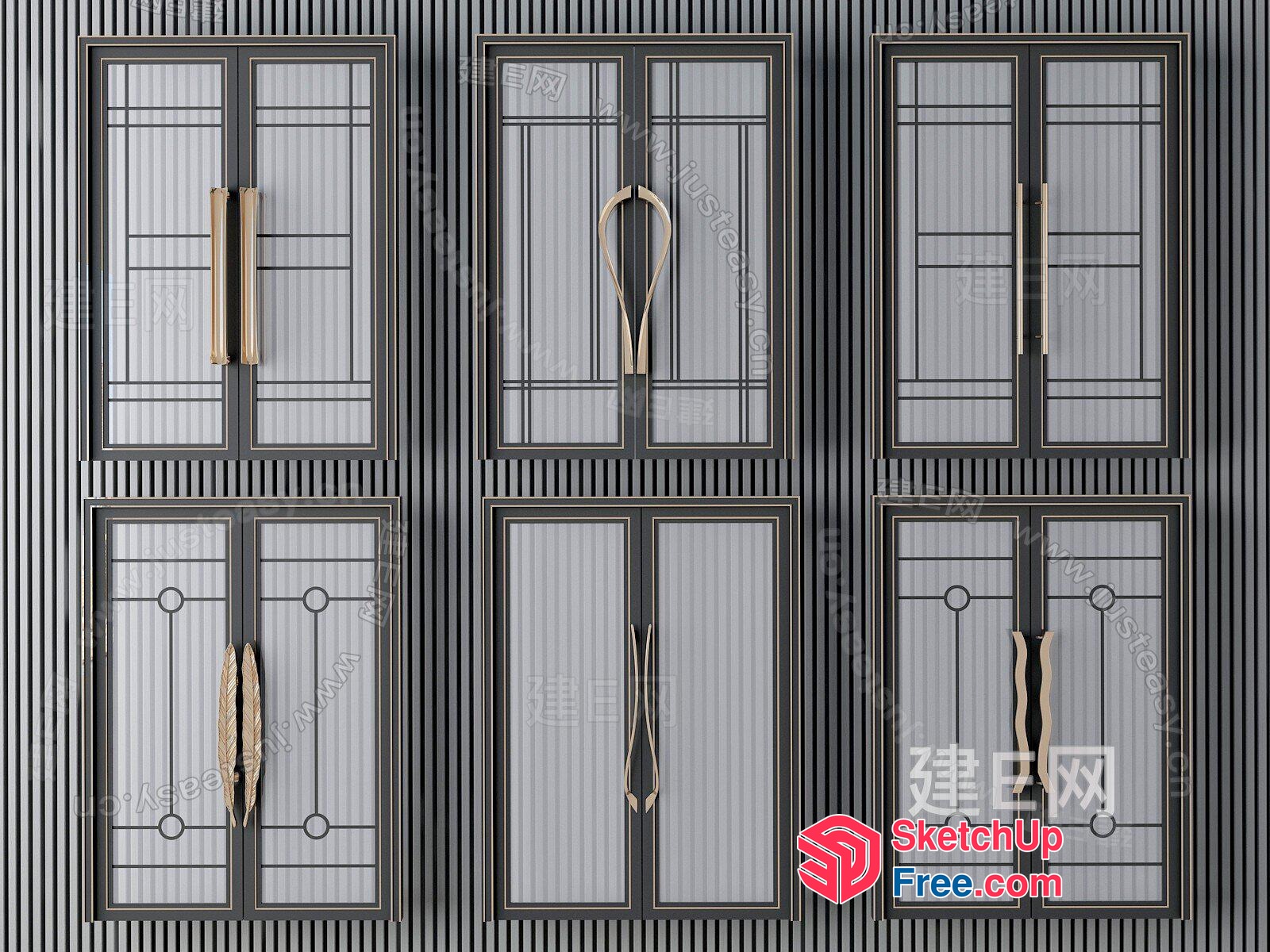 Elegant Door And Window Decor With Ornate Handles 3D SketchUp File