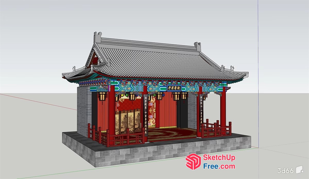 Traditional Chinese Temple Architecture 3D SketchUp File