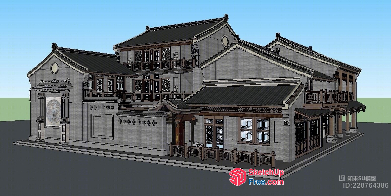 Traditional Chinese Building Facade 3D SketchUp File
