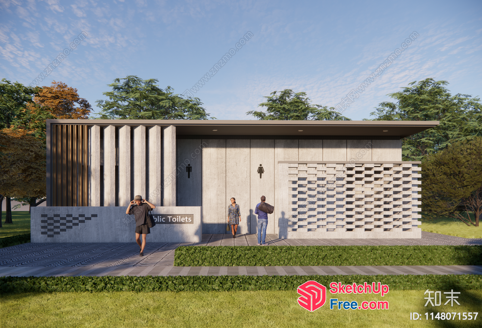Public Toilets With Modern Design And Natural Surroundings 3D SketchUp File