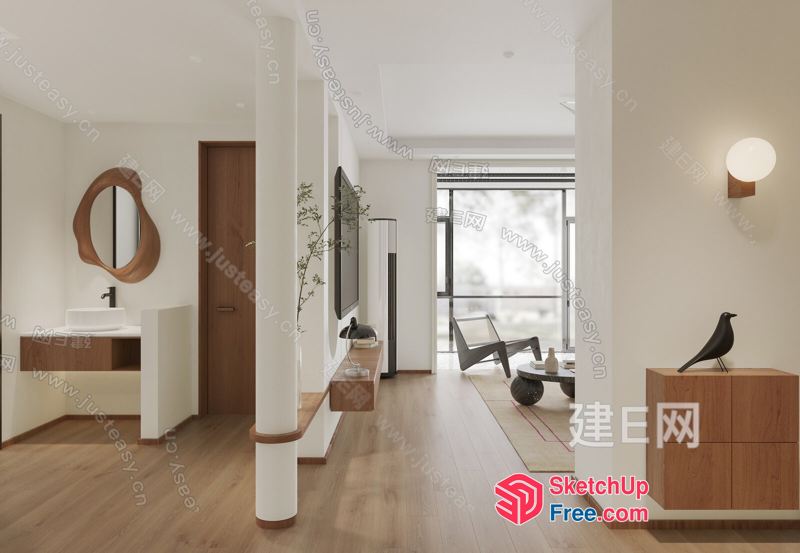 Modern Minimalist Japanese-Style Interior Design 3D SketchUp File