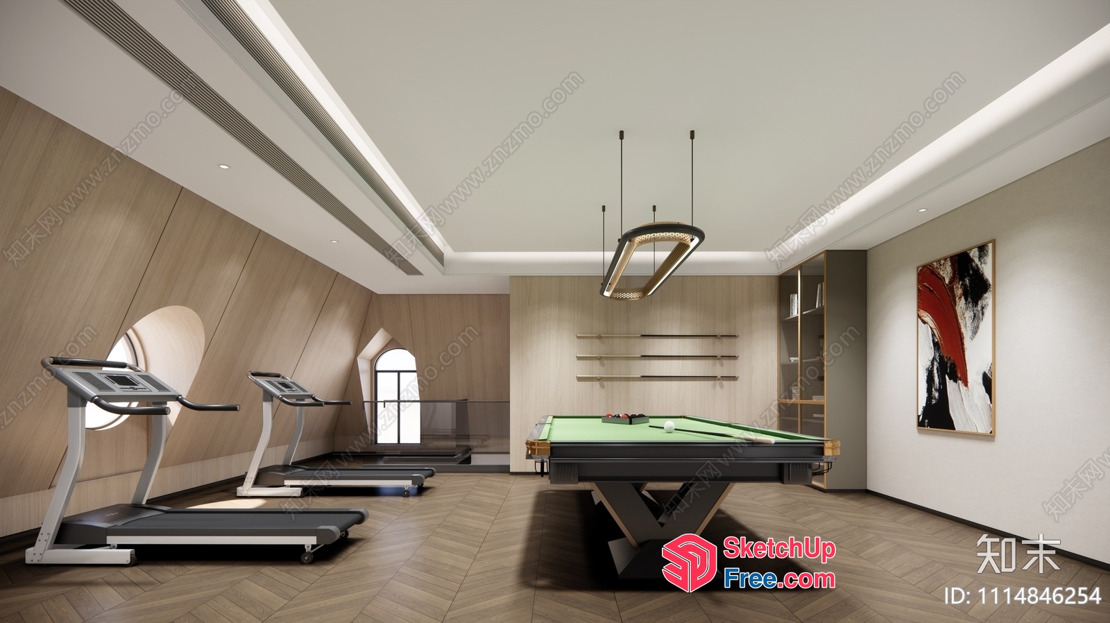 Modern Gym And Billiard Room Interior 3D SketchUp File