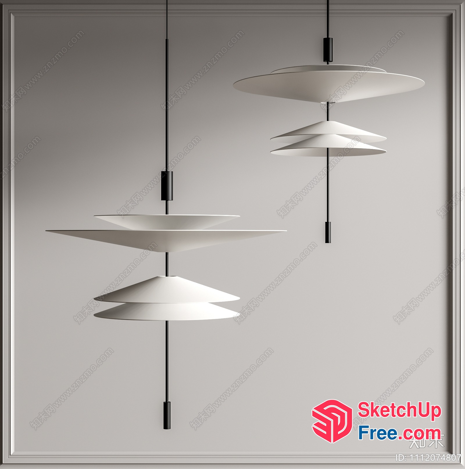 Modern White Hanging Lamp Collection 3D SketchUp File