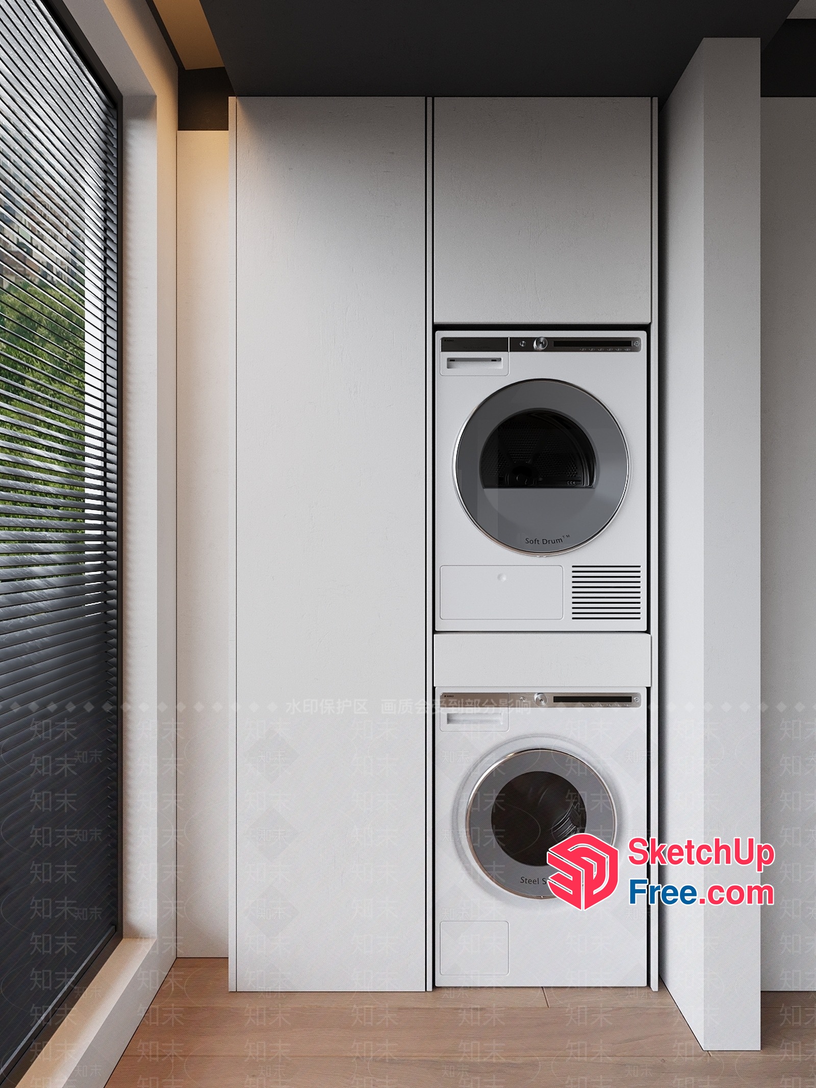 Modern Laundry Room With Sleek Appliances 3D SketchUp File