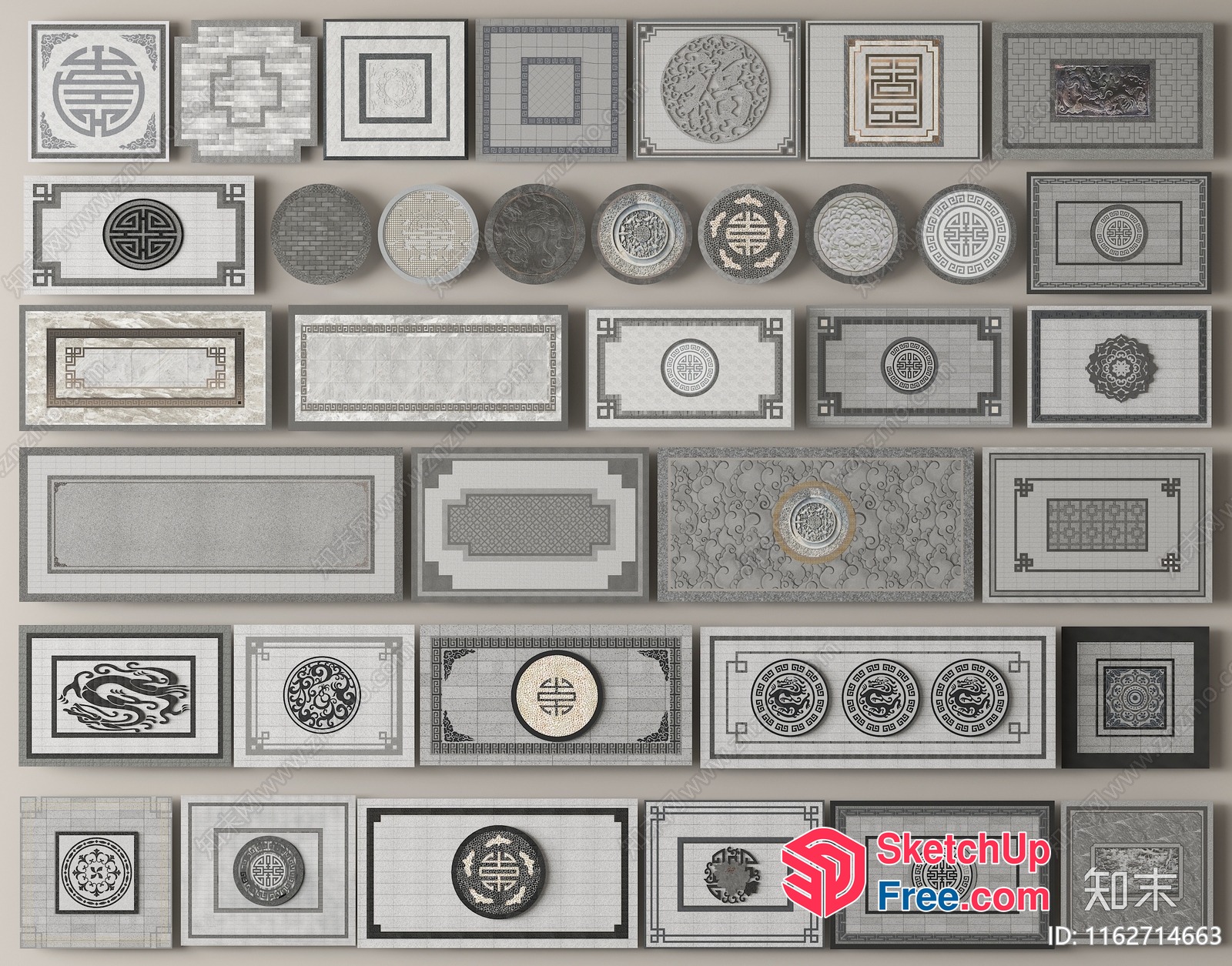 Oriental Decorative Tiles 3D SketchUp File