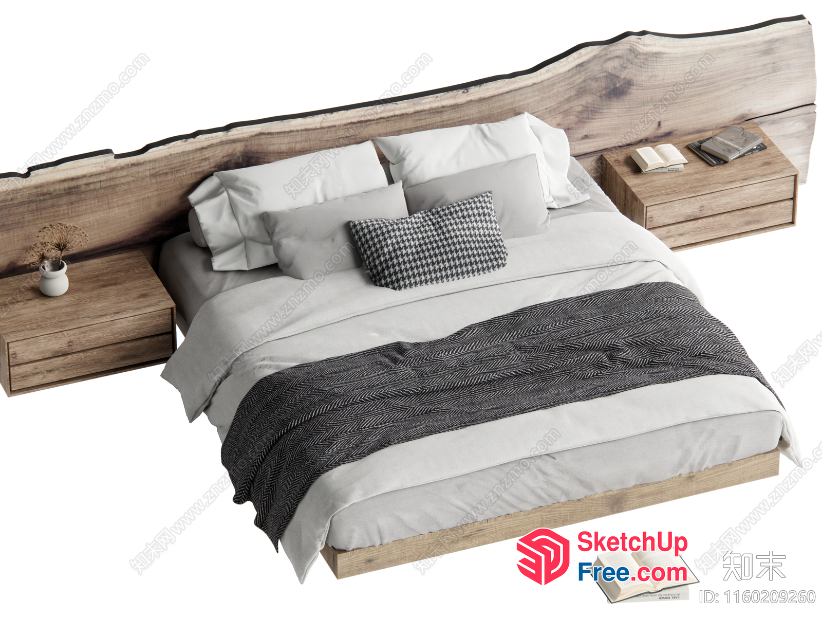 Modern Minimalist Bedroom Interior With Bed And Nightstands 3D SketchUp File