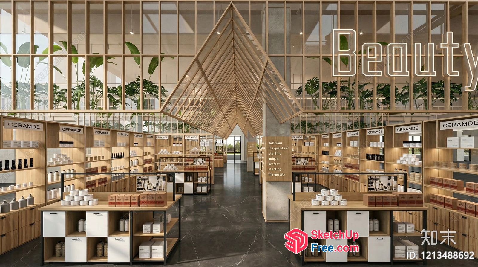 Natural Wood And Greenery Interior Design 3D SketchUp File