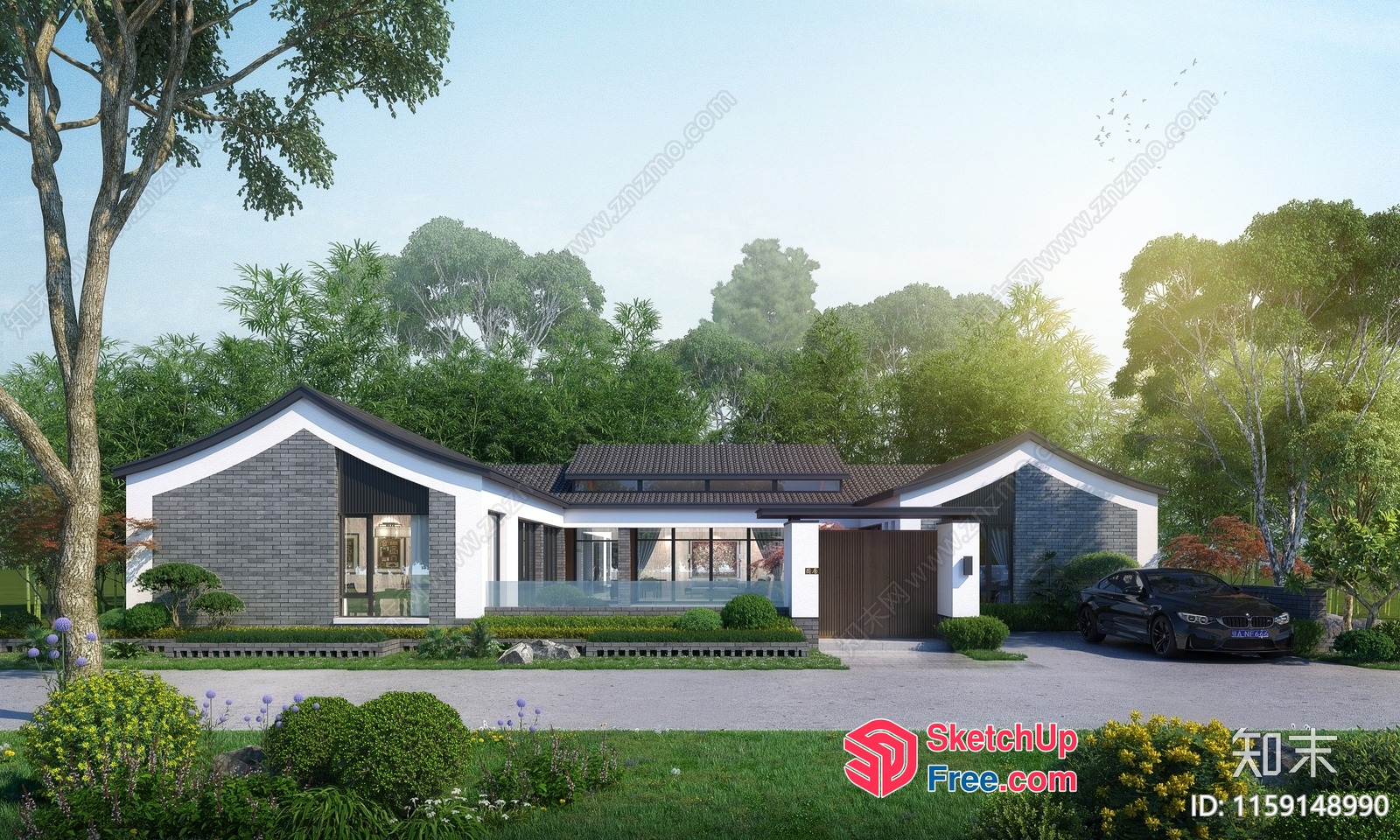 Exquisite Modern Villa With Elegant Roof Synthesis 3D SketchUp File